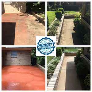 Image: Before & After Residential Patio & Sidewalk Power Washing Services by Priority Exterior Cleaning, LLC.