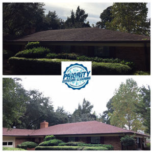 Image: Priority Exterior Cleaning, LLC. Roof Soft Wash Cleaning Example