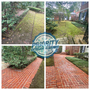 Residential Pressure Washing Jackson MS - Brick Walkway Befor and After Pressure Washing Image by Priority Exterior Cleaning
